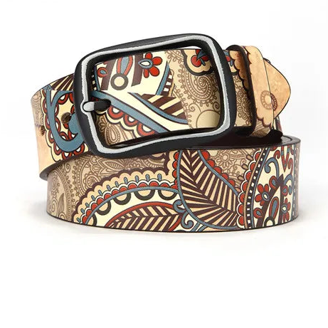 Luxury Genuine Leather Belt – Retro Printed Unisex Jeans Belt accesories Lunarity Garage