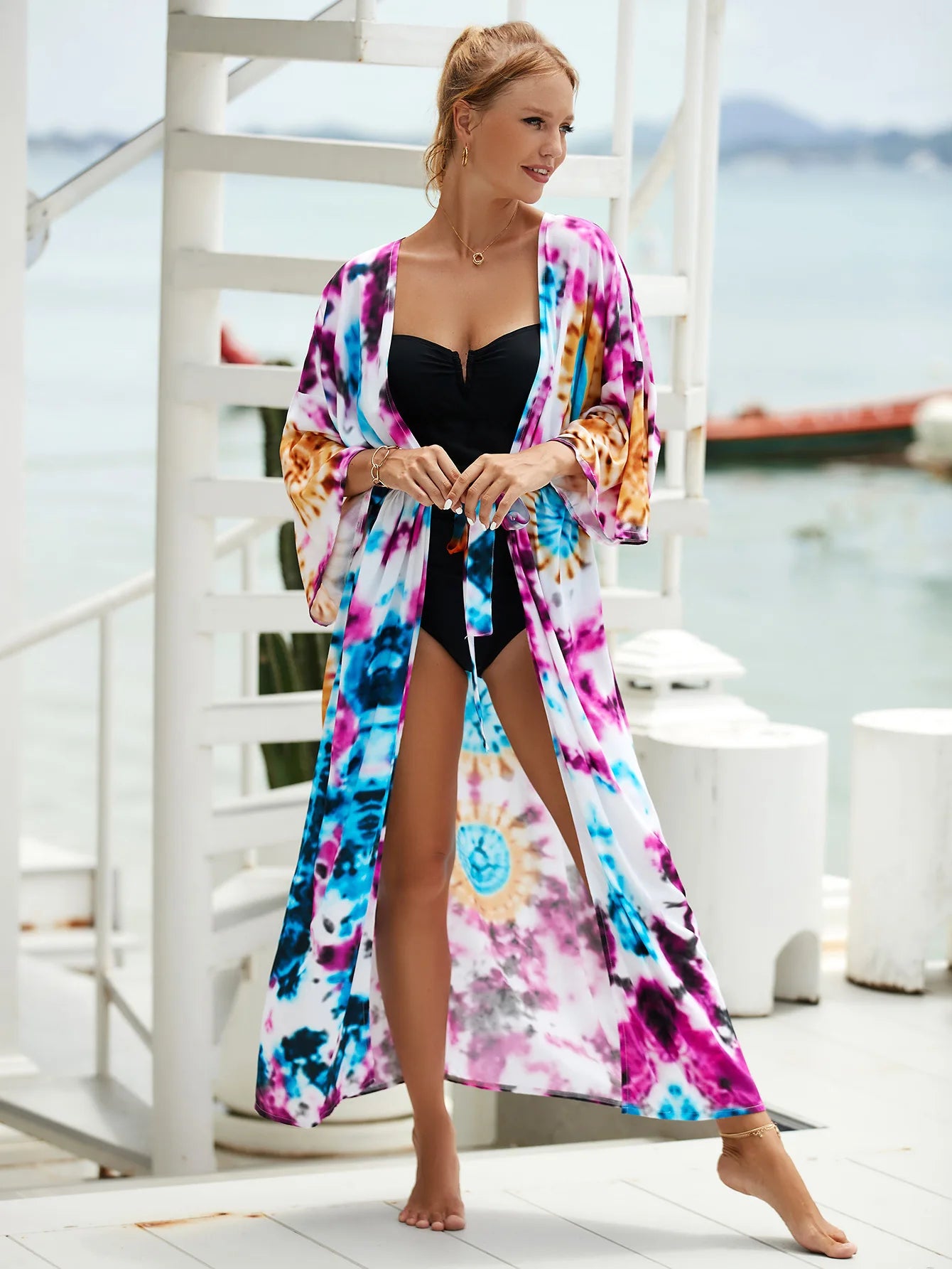 The Africa Printed Beach Kimono Cover-Up