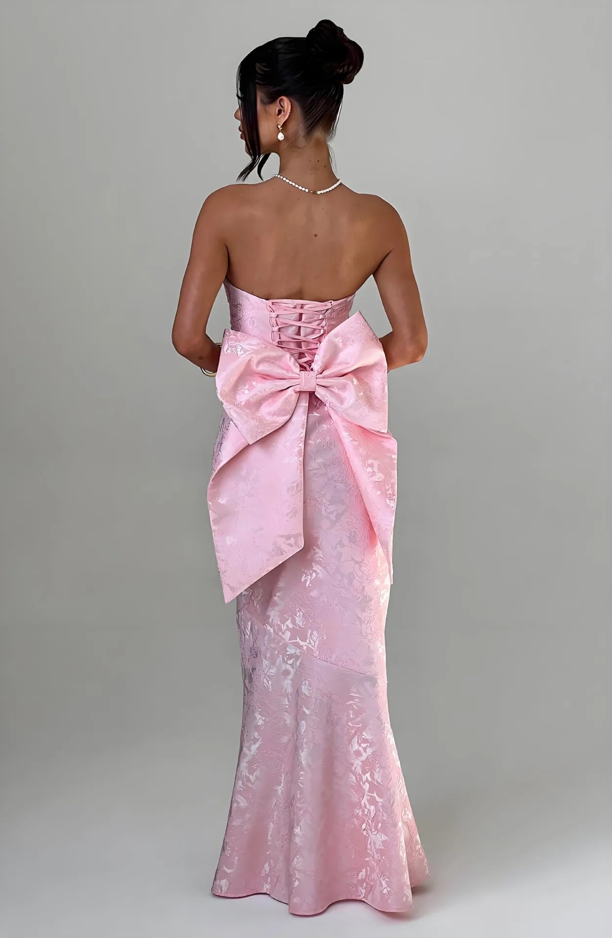 Elegant Floral Embroidery Strapless Bodycon Maxi Dress | Off-Shoulder Evening & Night Club Dress LUNARITY GARAGE