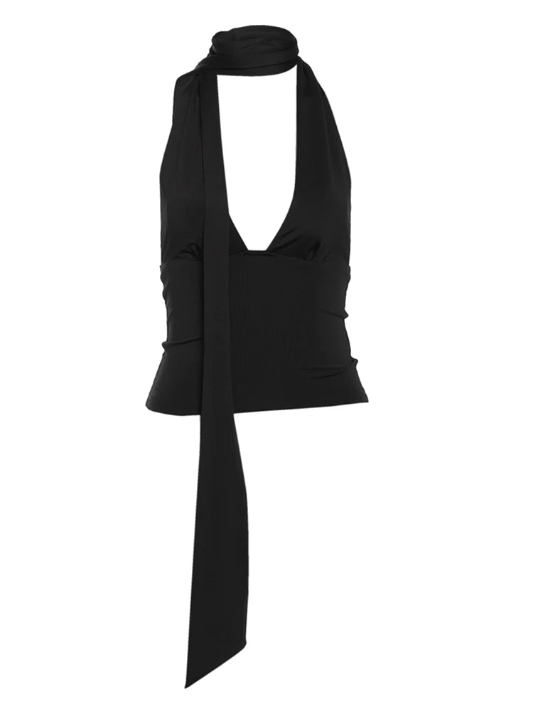 Scarf Halter Tank Top - Backless Irregular Hem Sexy Y2K Vest Tank top LUNARITY GARAGE