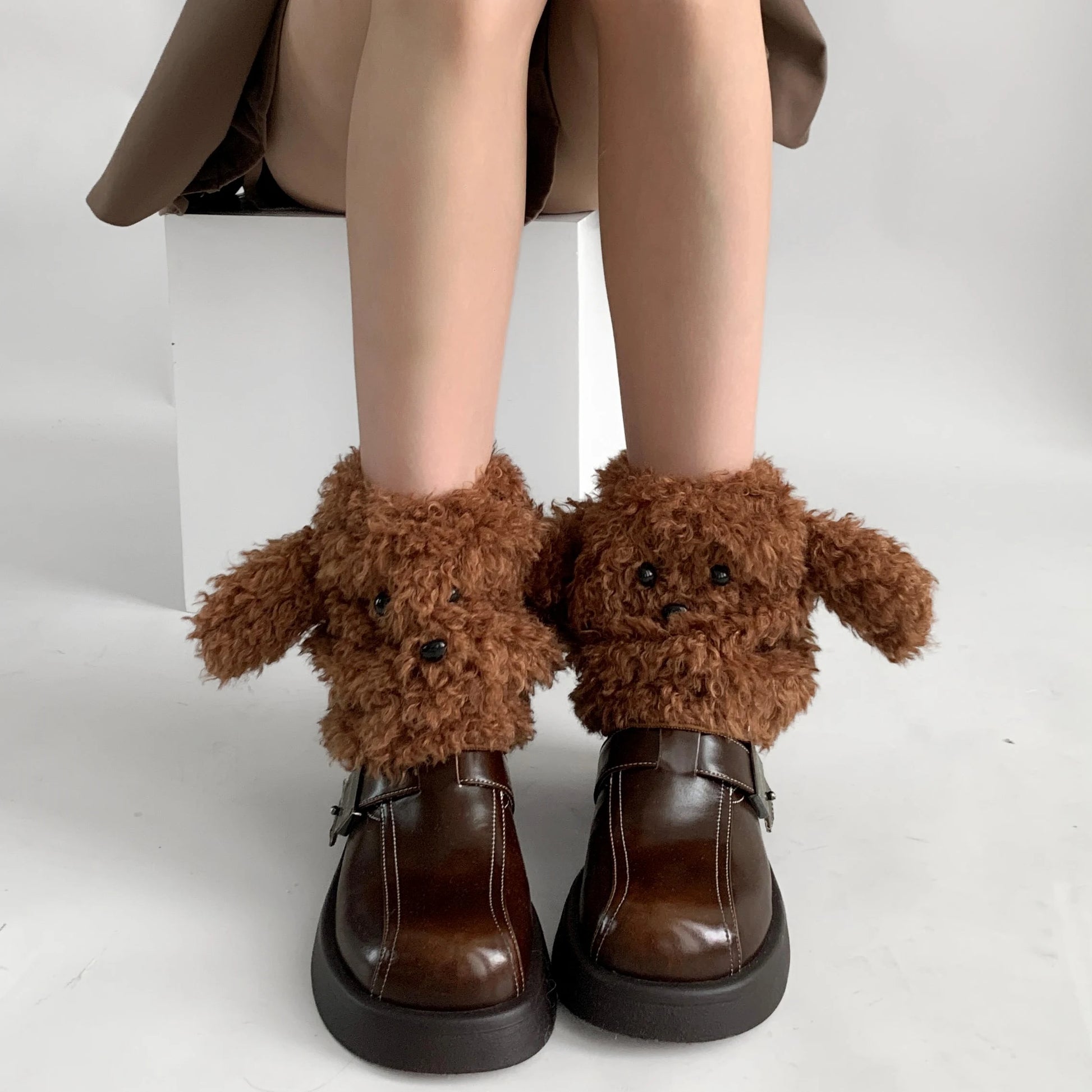 Funny Teddy Curly Leg Warmers – Cute Dog Animal Leg Warmers for Women, Winter JK Girl Cosplay, Y2K, Harajuku & Lolita Style Leg Warmers LUNARITY GARAGE