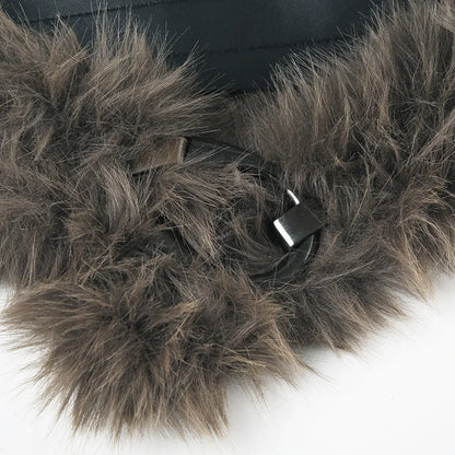 Winter Vintage Furry Patchwork Belt - PU Leather Decorative Waistband for Women Vintage Belt LUNARITY GARAGE