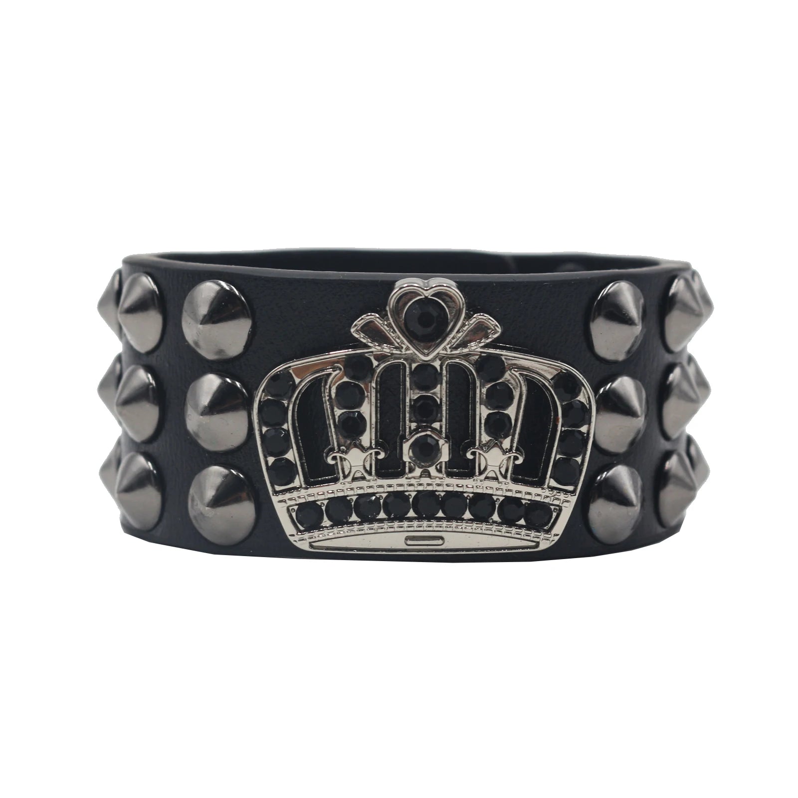 Punk Hip Hop Rock Genuine Leather Bracelet – Chain Rivet Unisex Bangle bracelets LUNARITY GARAGE Crown