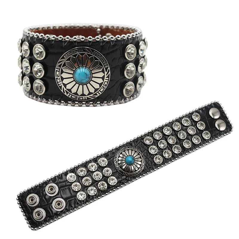 Exquisite Crystal Rhinestone Skull Cross Bracelet – PU Leather Party Jewelry Bracelets LUNARITY GARAGE BS-White