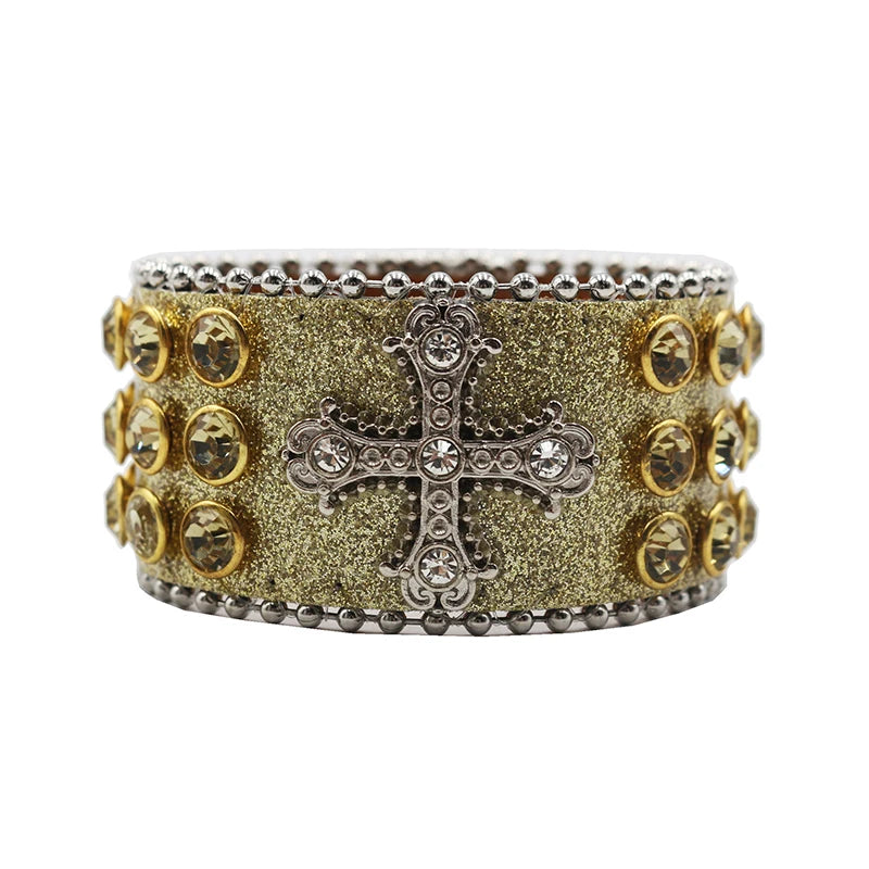 Rhinestone Cross Bracelet Bracelets LUNARITY GARAGE Shiny-Yellow