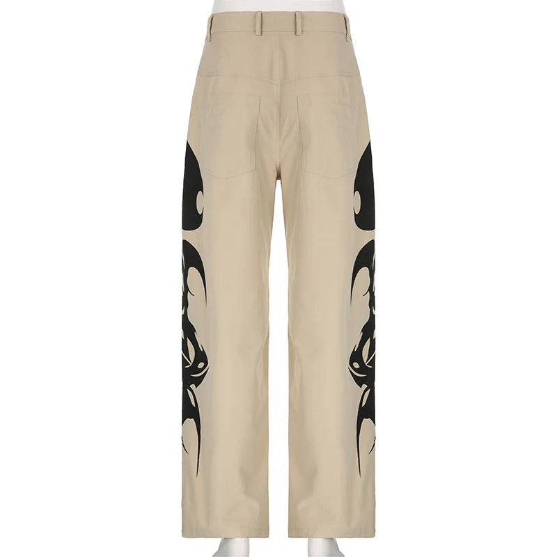 Vintage Ink Print Y2k Punk Baggy Cargo Pants PANTS Lunarity Garage   
