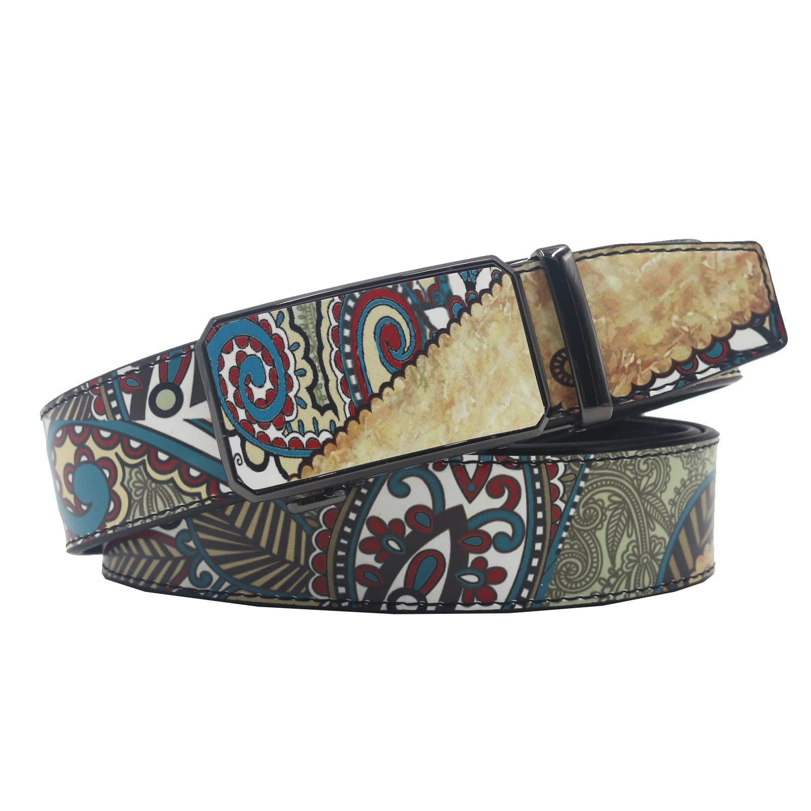Elegant Hip Hop Automatic Buckle Belt – Luxury Vintage Print (3.5cm) belt LUNARITY GARAGE Vintage 90cm