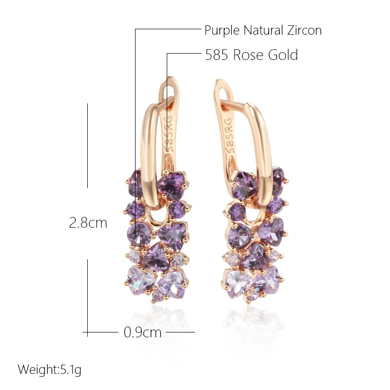 Hot Shiny Purple Natural Zircon Drop Earrings – Trendy 585 Rose Gold Wedding Jewelry Earrings Lunarity Garage