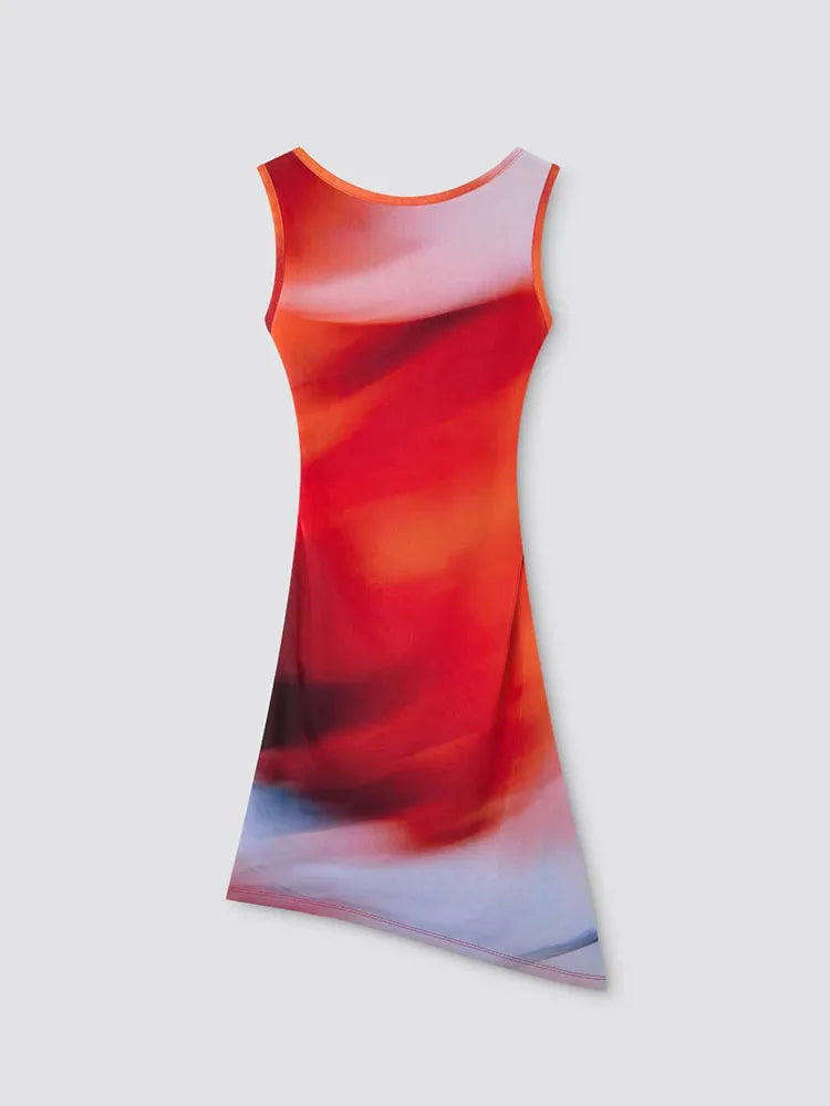 Personalized Pattern Print Sheath Dress | Fashion Women's Diagonal Collar Sleeveless Tank Hip Wrap Sexy Club Dress Dress LUNARITY GARAGE Sun S