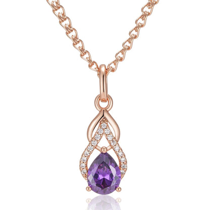 Purple Water Drop Zircon Pendant Necklace Necklace Lunarity Garage