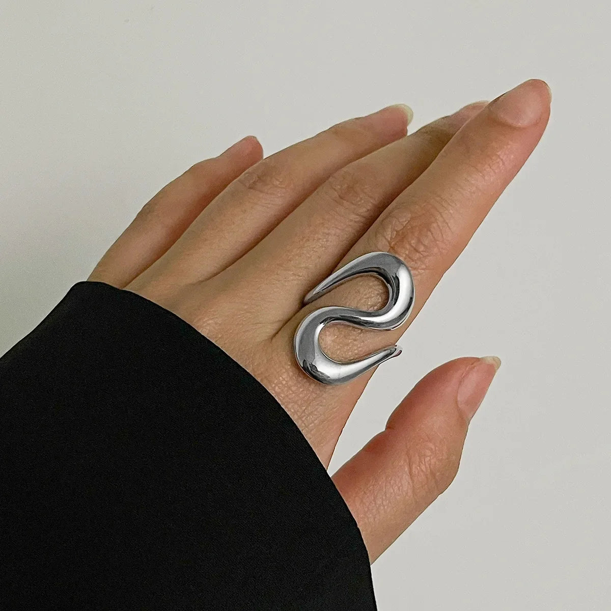 Luxury Trendy Gold Heavy Metal Bangles | Irregular Geometric Cuff Bracelet for Women Bracelets LUNARITY GARAGE Ring Silver