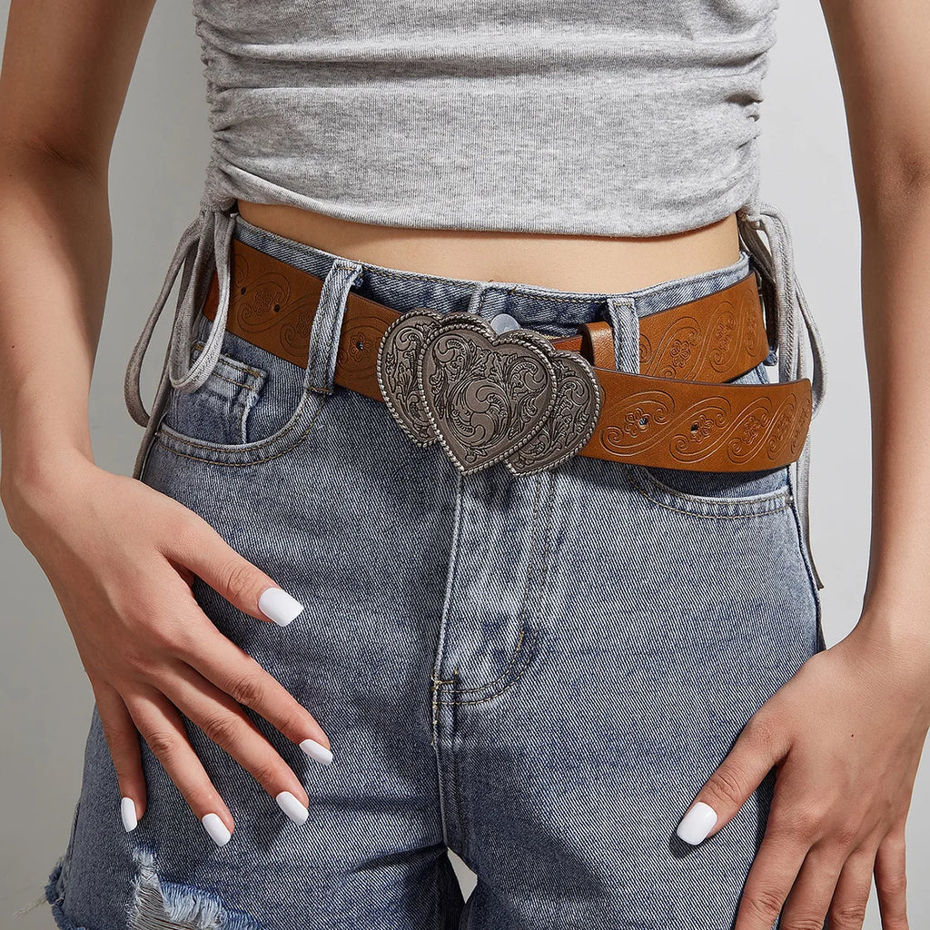 Gothic Punk Y2K Leather Belt - Metal Buckle Designer Waist Strap for Women & Men Belt LUNARITY GARAGE