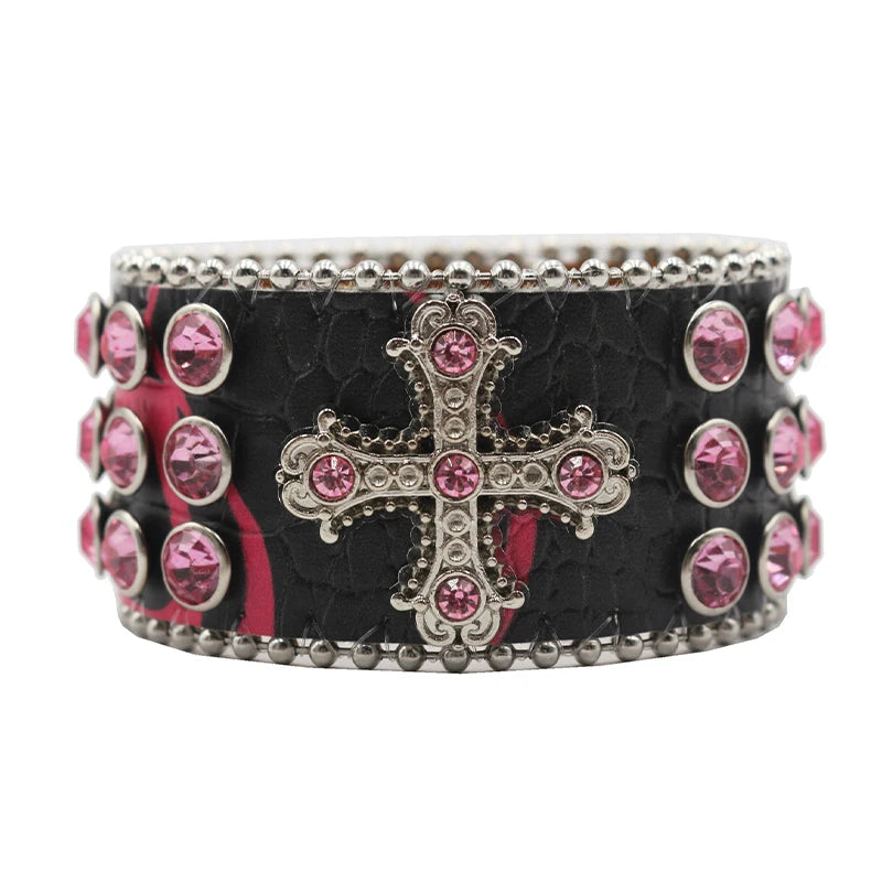 Rhinestone Cross Bracelet Bracelets LUNARITY GARAGE HW-Pink