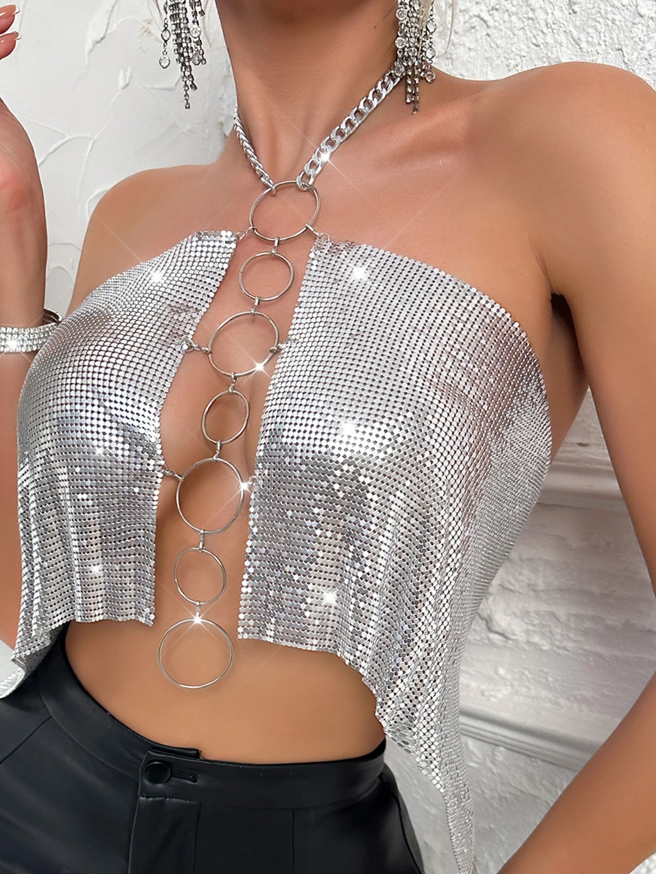 Dazzling Sequin Halter Corset Crop Top – The Ultimate Party Statement LUNARITY GARAGE