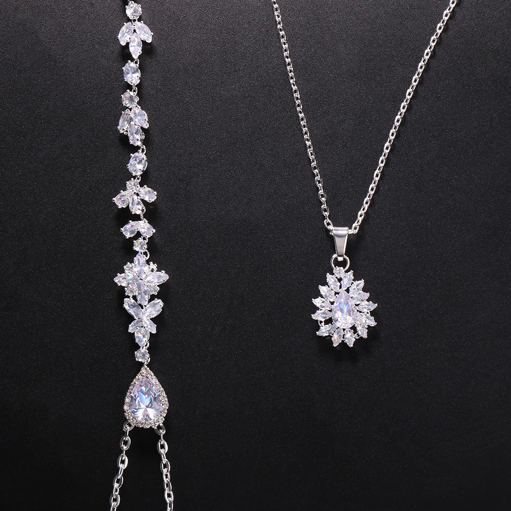 Crystal Zircon Leaf Tassel Back Chain Necklace Body jewelry Lunarity Garage   