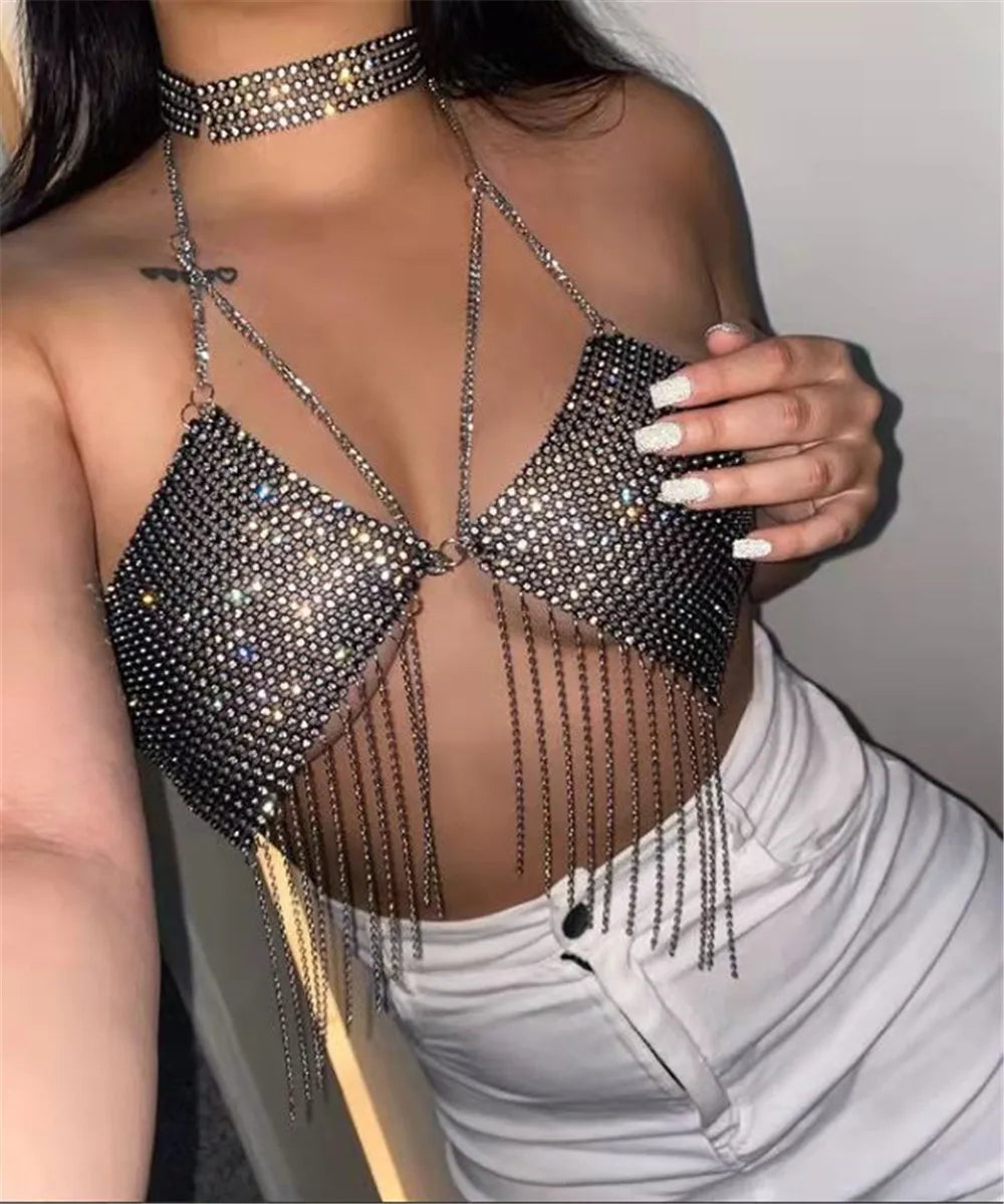 Shiny Glitter Diamond Crop Top – The Ultimate Party Statement LUNARITY GARAGE