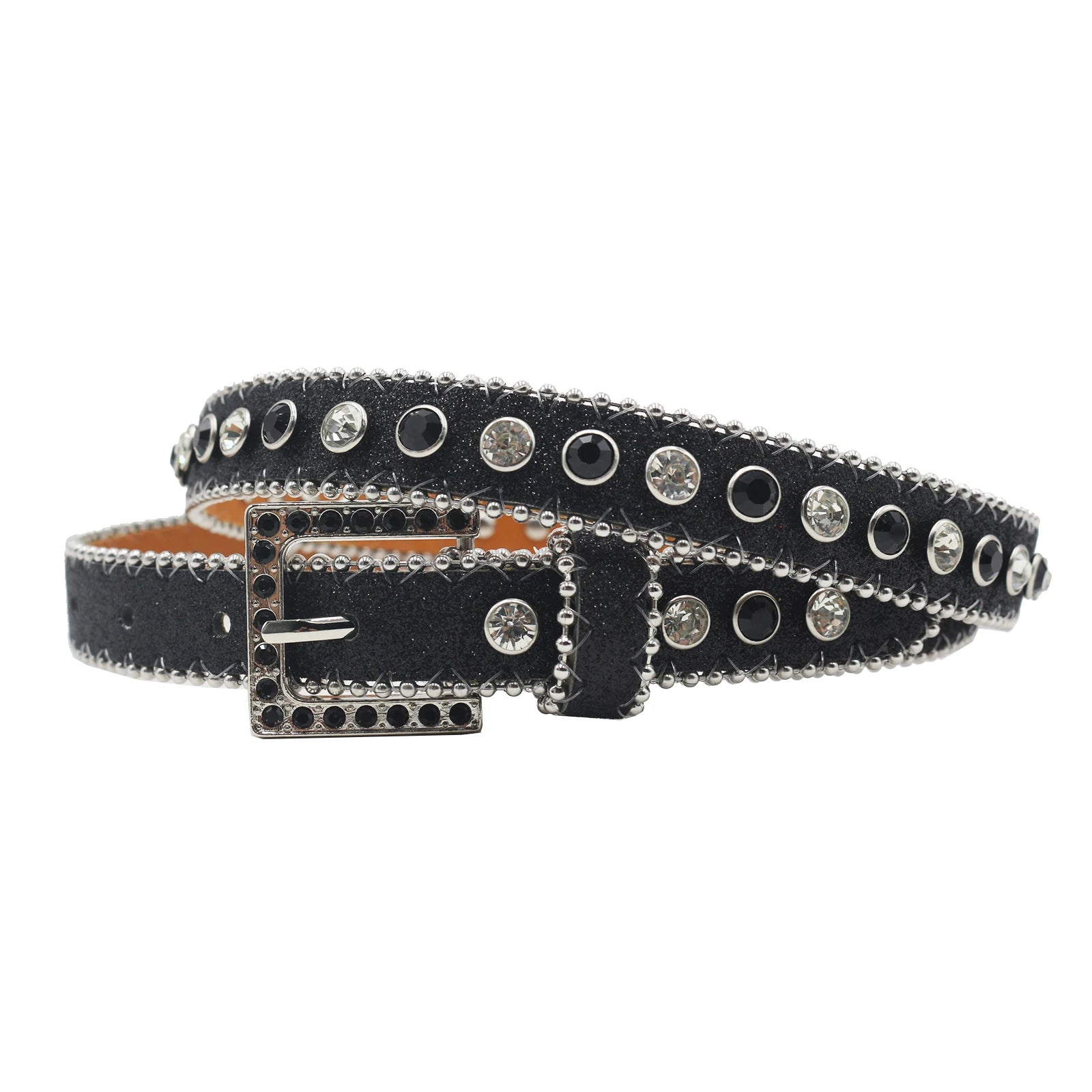 Women’s Rhinestone Leopard Belt – Western Crystal Square Buckle belt LUNARITY GARAGE