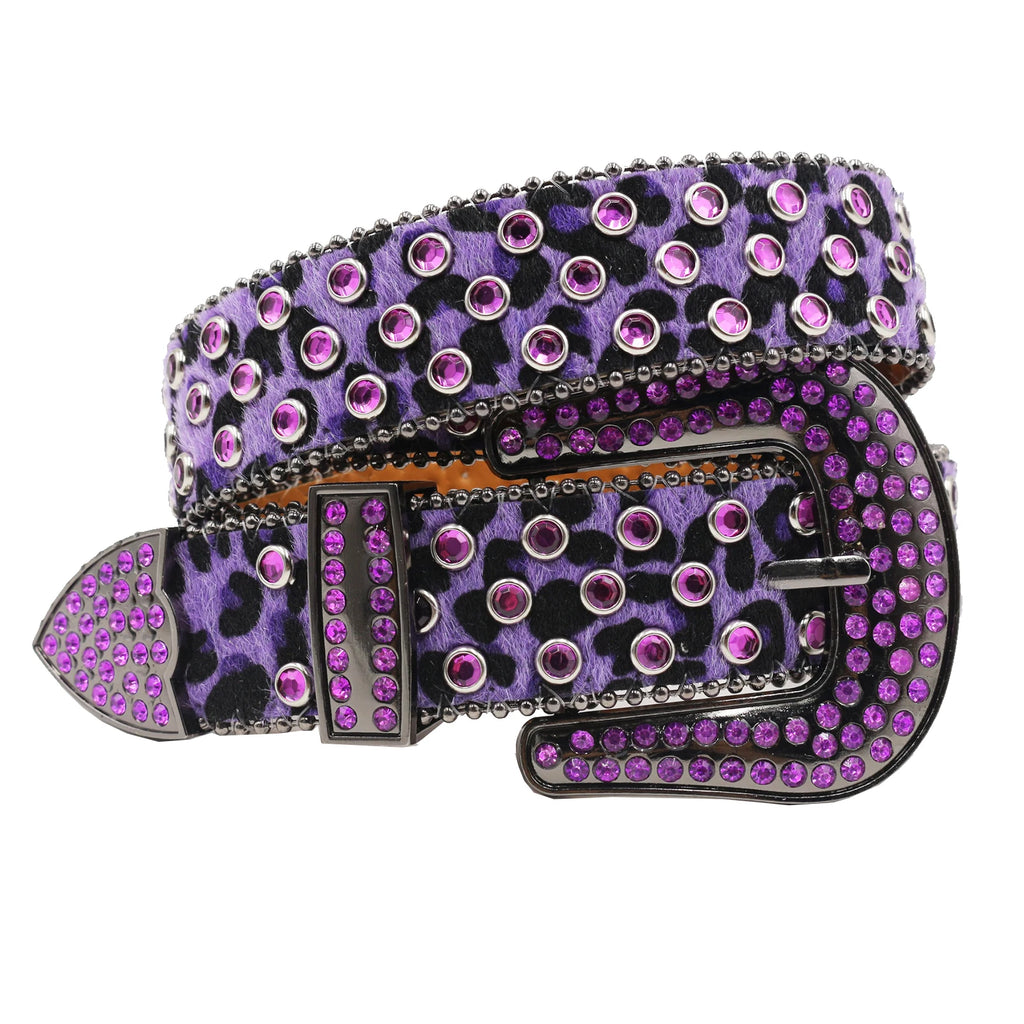 Rhinestone Western Belt – Studded Leopard Bling Strap belt LUNARITY GARAGE