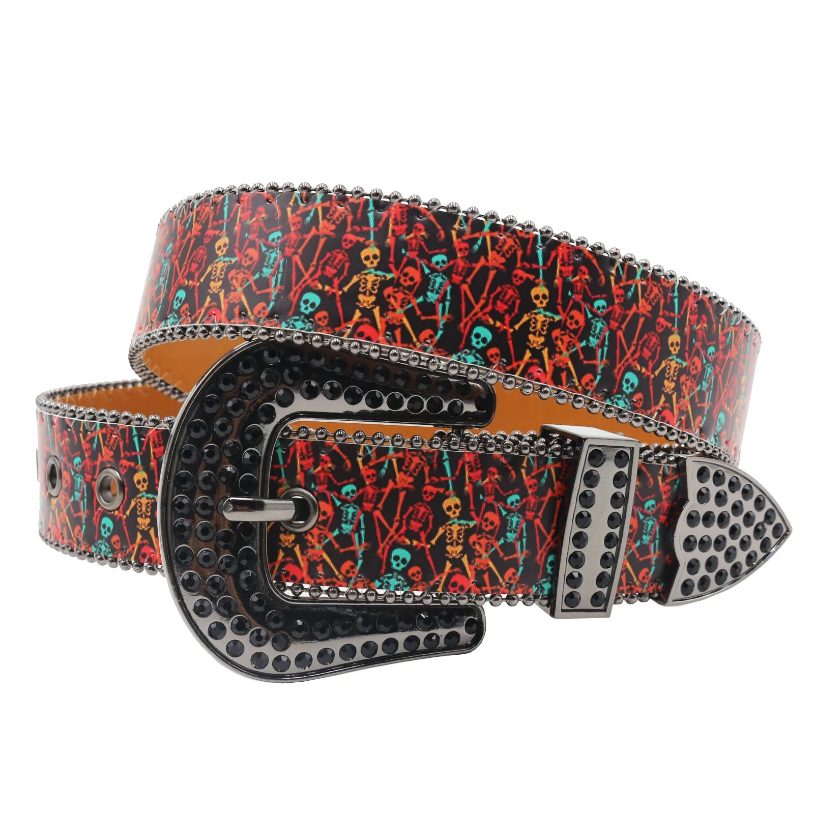 Punk Black Rhinestone Belt – Y2K Western Cowboy Designer Belt belt LUNARITY GARAGE XR 105CM