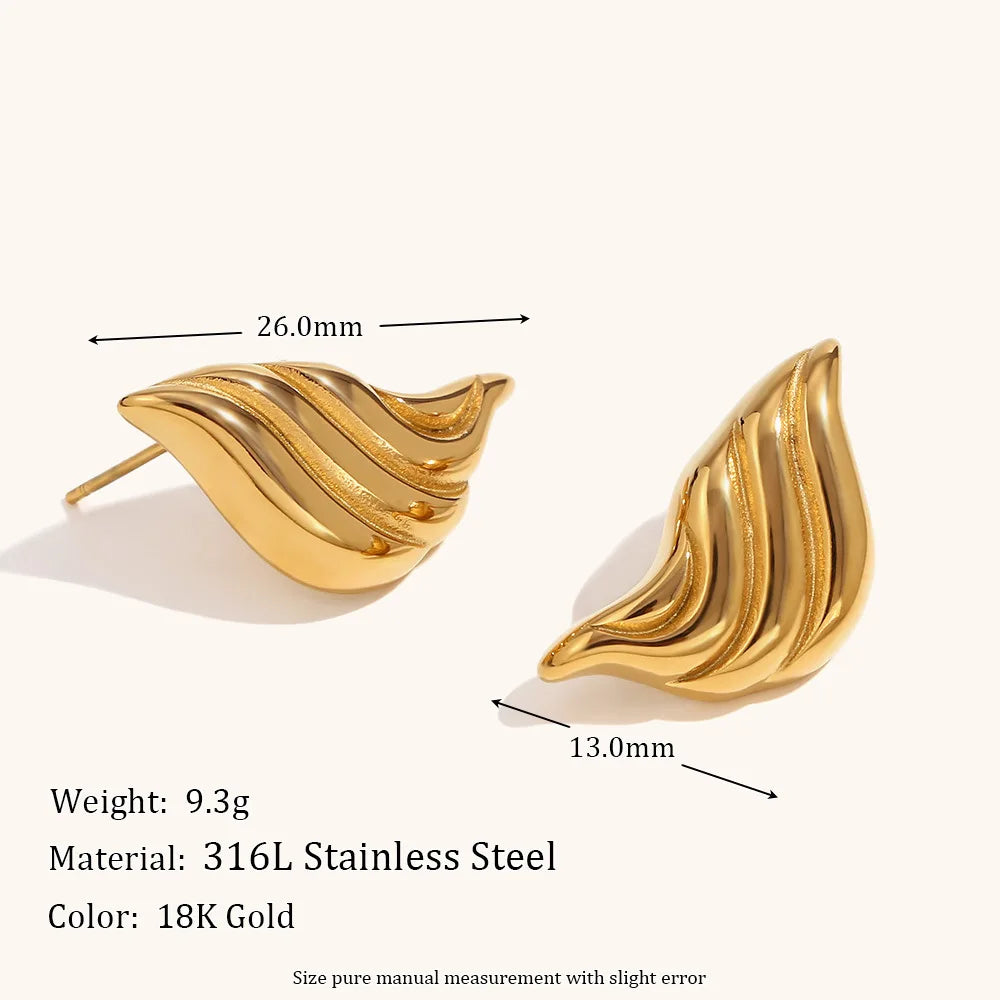 Stylish Unique Stainless Steel Abigail Croissant Earrings Personalized Metal Texture Tarnish Resistant Ear Daily Jewelry Earrings Lunarity Garage   