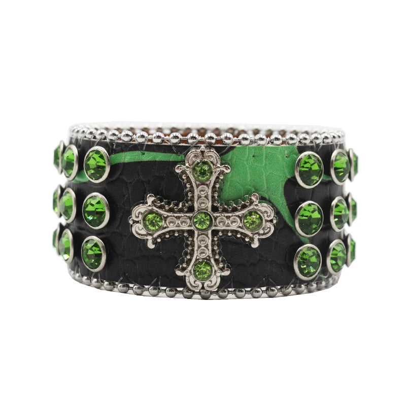 Rhinestone Cross Bracelet Bracelets LUNARITY GARAGE HW-Green