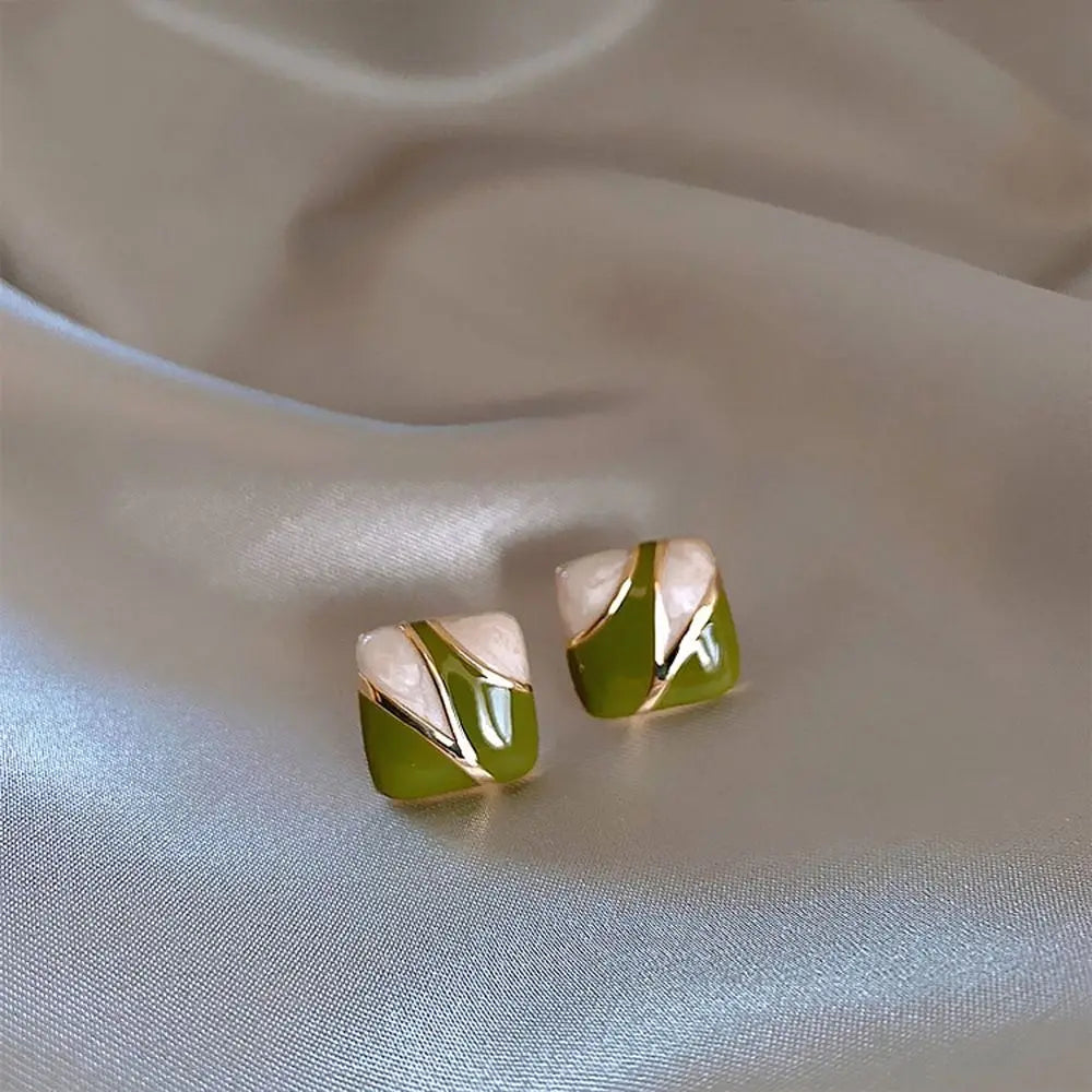Design Girl Gift Dripping Oil Fashion Jewelry Alloy Ear Studs Women Square Earrings Girl Stud Earrings Korean Style Earrings Earrings Lunarity Garage Green