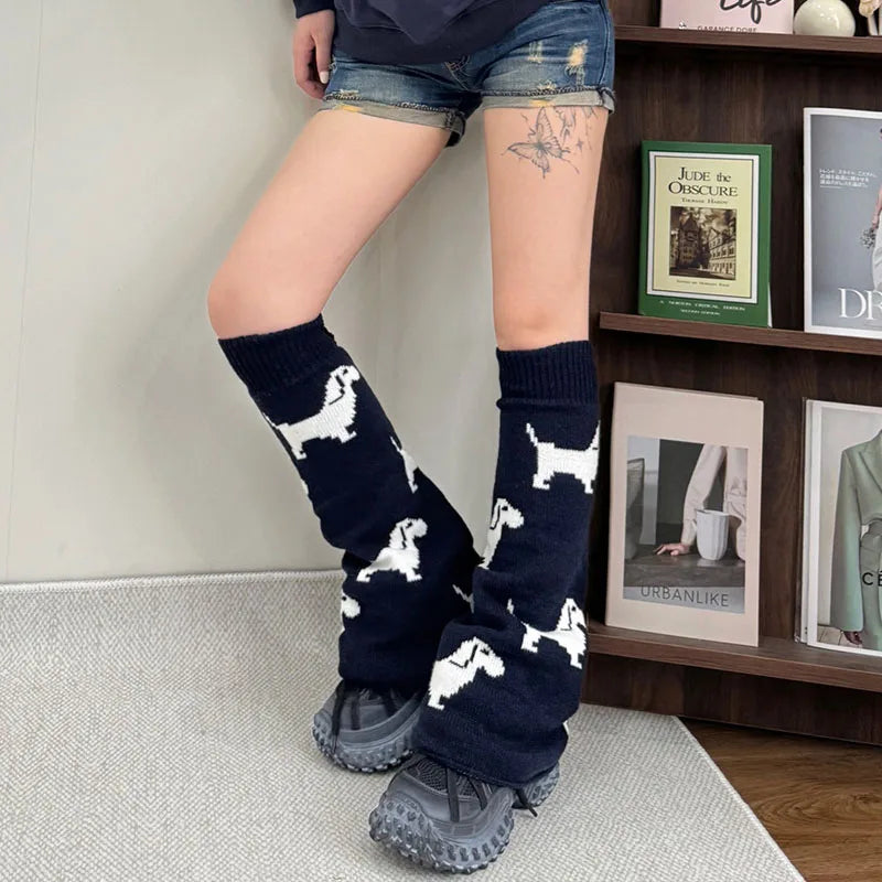 Cute Dachshund Dog Knit Leg Warmers Mid Calf Socks Ankle Covers Winter Thickened Warm Sweet Calf Socks Harajuku Leg Covers Leg warmer LUNARITY GARAGE   