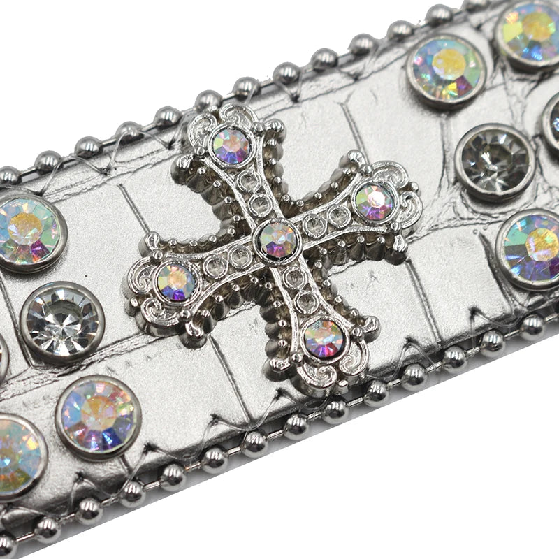 Rhinestone Cross Bracelet – Shiny Crystal Unisex Party Jewelry Bracelets LUNARITY GARAGE