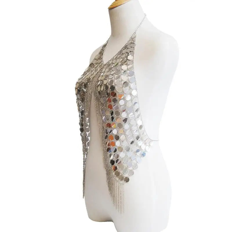 Bling Sequin Metal Chain Crop Top – Daring & Glamorous crop top LUNARITY GARAGE