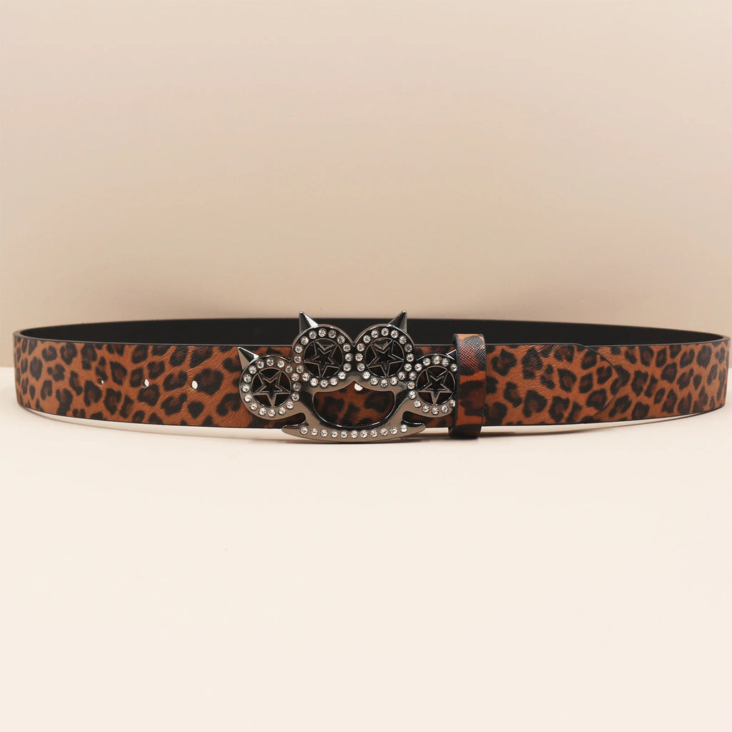 Leopard Print Rhinestone Y2K Belt - Hip Hop Western Shiny Waistband Belt LUNARITY GARAGE