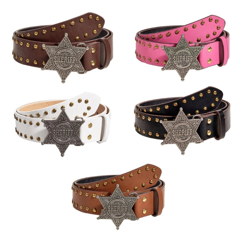 Star Buckle Y2K Fashion Jeans Belt - Western Cowgirl Rivet Wide Waistband Belt LUNARITY GARAGE