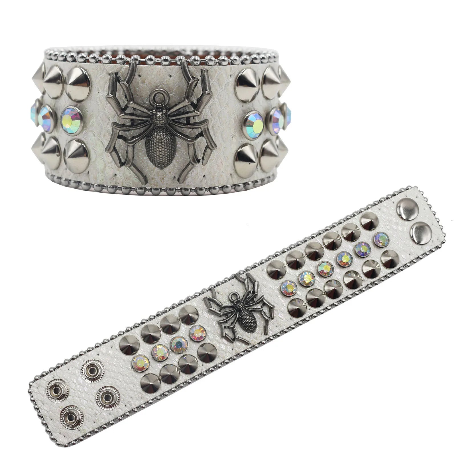 Original Designer Rhinestone Rivet Bracelet – Y2K Unisex Bangle Bracelets LUNARITY GARAGE White