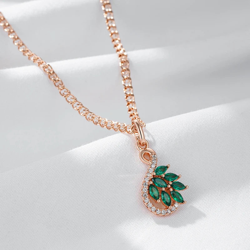 Radiant Green Zircon Rose Gold Pendant Necklace Necklace LUNARITY GARAGE   