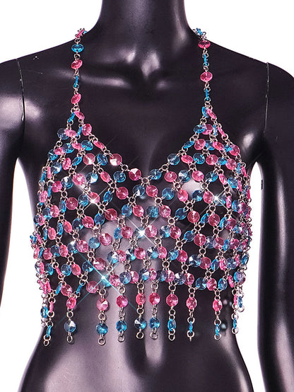 Dazzling Rhinestone Halter Crop Top – Shine All Night LUNARITY GARAGE