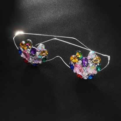 Rhinestone Colorful Crystal Heart Eyeglasses Frames Sunglasses Lunarity Garage Silver  