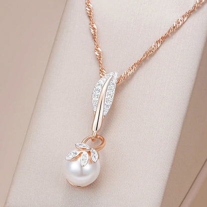 Vintage Crystal Flower Pearl Pendant Necklace Necklace LUNARITY GARAGE   