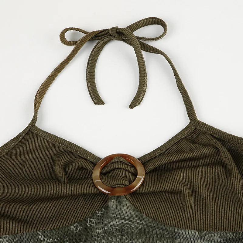 Boho Vintage Mesh Patchwork Crop Top crop top Lunarity Garage