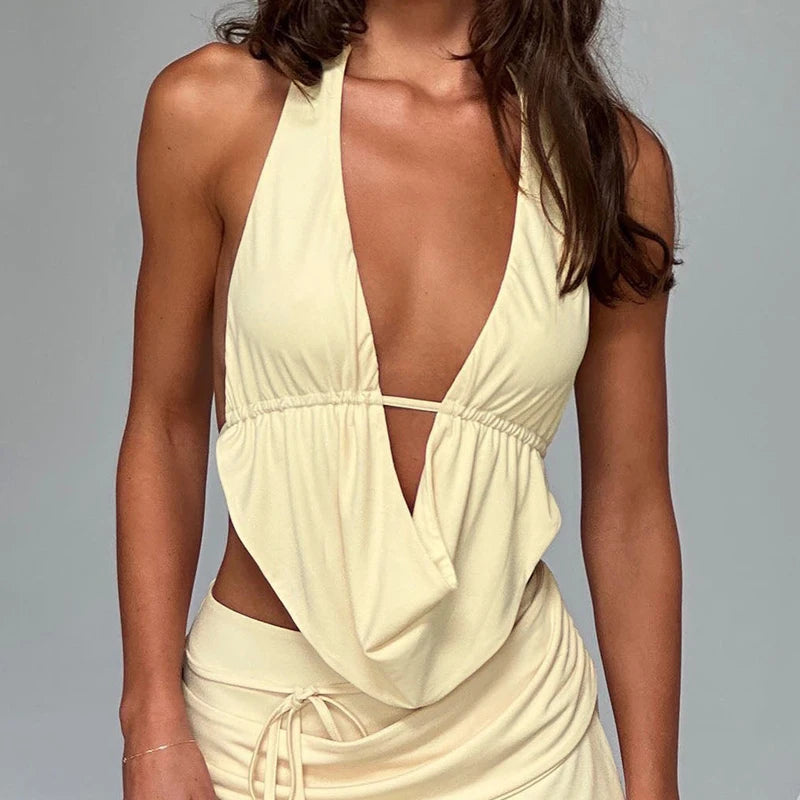 Sexy Open Back Sleeveless Tank Top - Neck Tie Slim Fit Y2K Style Tank top LUNARITY GARAGE