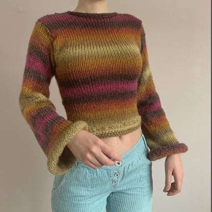 90s Streetwear Color Block Crochet Knit Crop Top – Bold & Trendy crop top Lunarity Garage 4 S