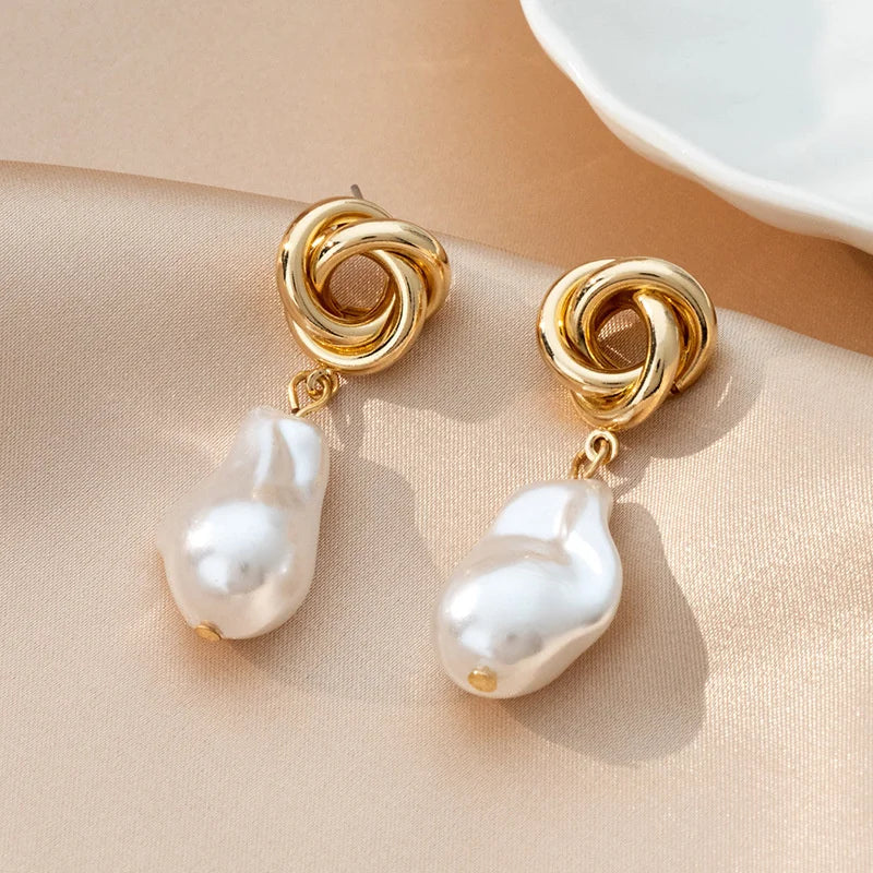 Vintage Irregular Baroque Pearl Drop Earrings Earrings Lunarity Garage