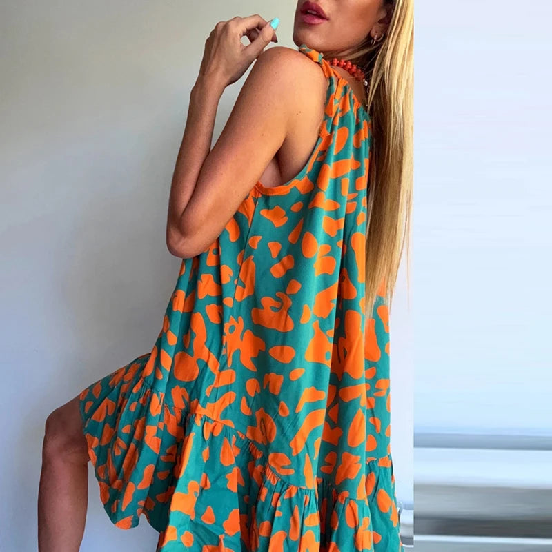 Blossom in Style: The Sexy Halter Floral Print Mini Dress Dress LUNARITY GARAGE