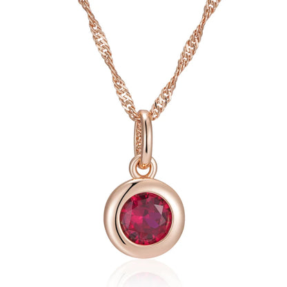 Shiny Red Natural Zircon Pendant Necklace – Rose Gold Ethnic Vintage Jewelry Necklace LUNARITY GARAGE   