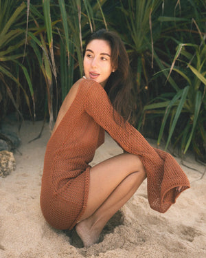 Summer Serenity: The Crochet Flared Sleeve Beach Tunic Dress cover ups LUNARITY GARAGE