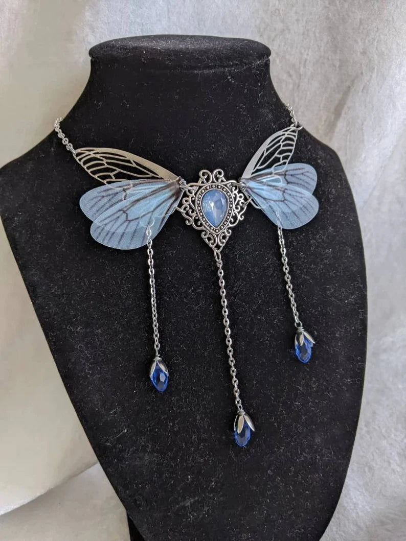 Enchanted Faerie Queen Wing Necklace Necklace Lunarity Garage Blue