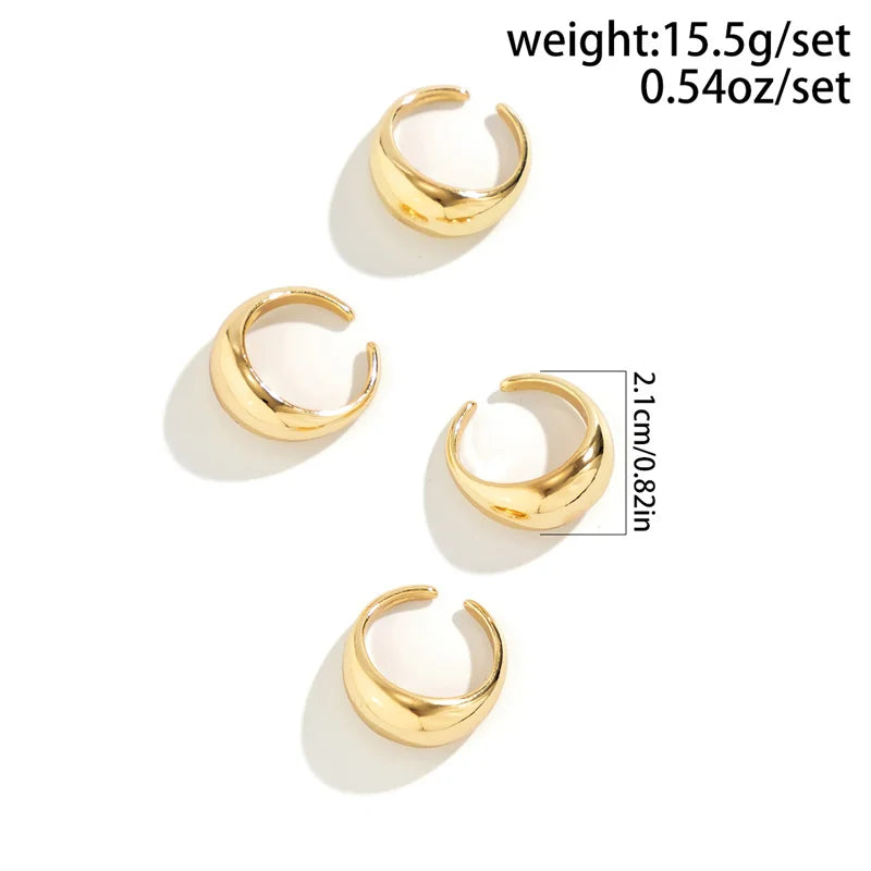 Vintage Geometric Irregular Open Round Ring Set Ring Lunarity Garage   