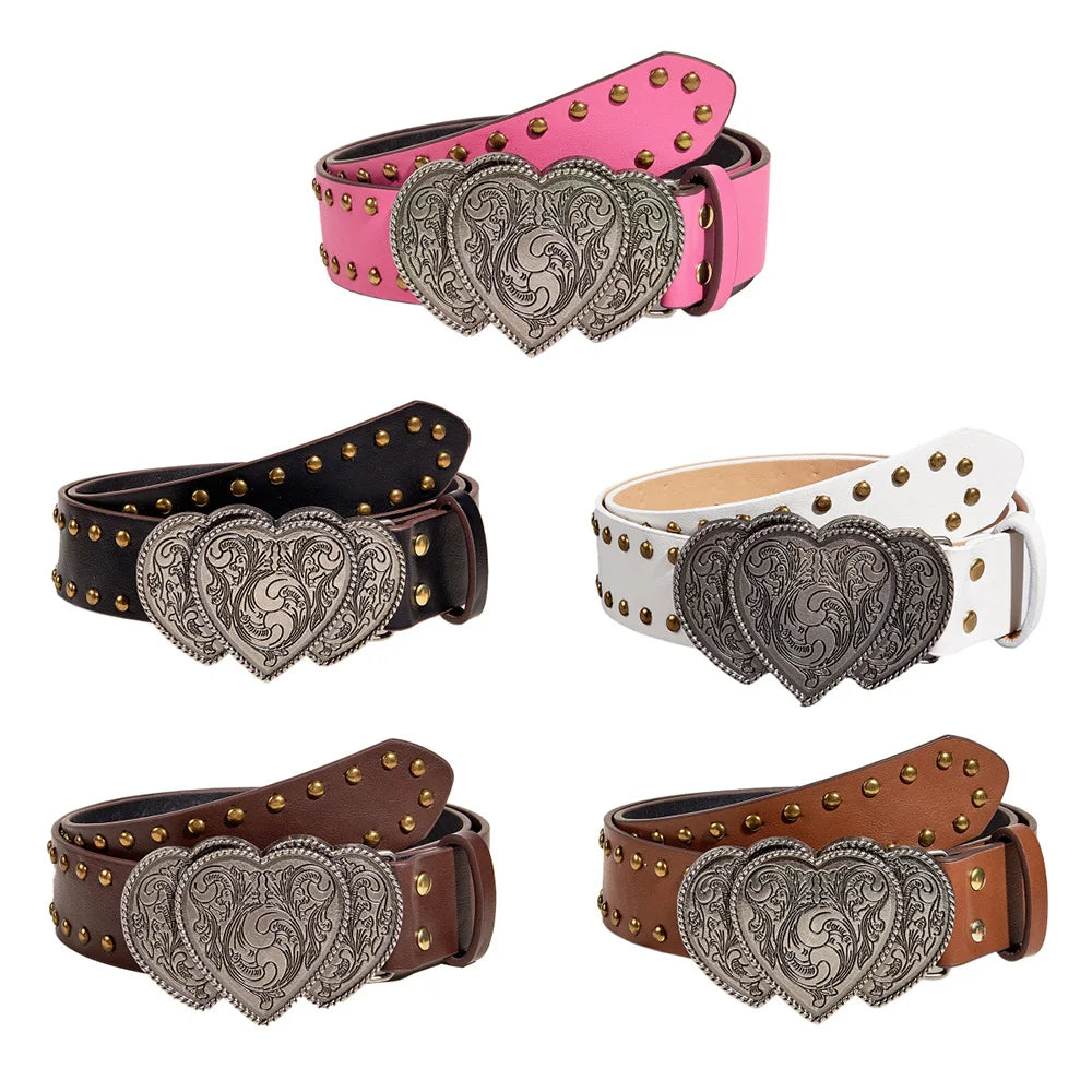 Gothic Punk Y2K Leather Belt - Metal Buckle Designer Waist Strap for Women & Men Belt LUNARITY GARAGE