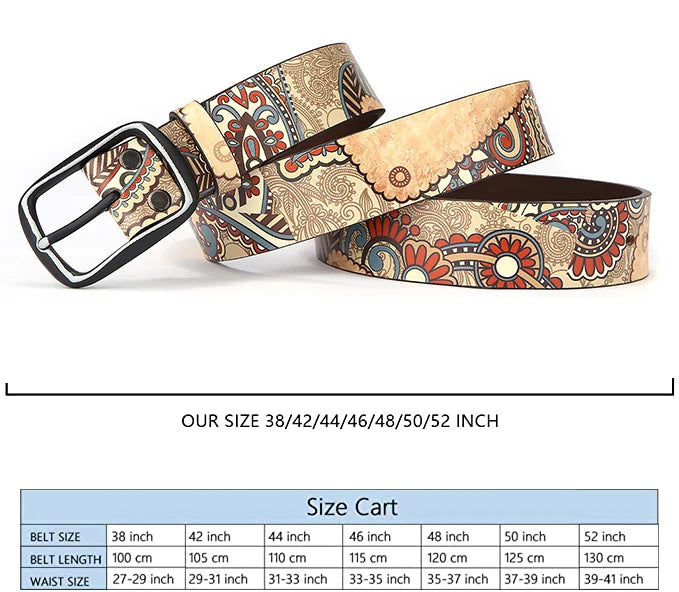 Luxury Genuine Leather Belt – Retro Printed Unisex Jeans Belt accesories Lunarity Garage