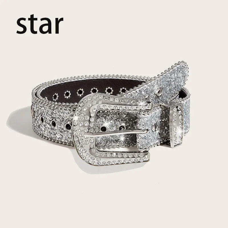 Y2K Punk Rhinestone & Sequin Belt Belt Lunarity Garage   