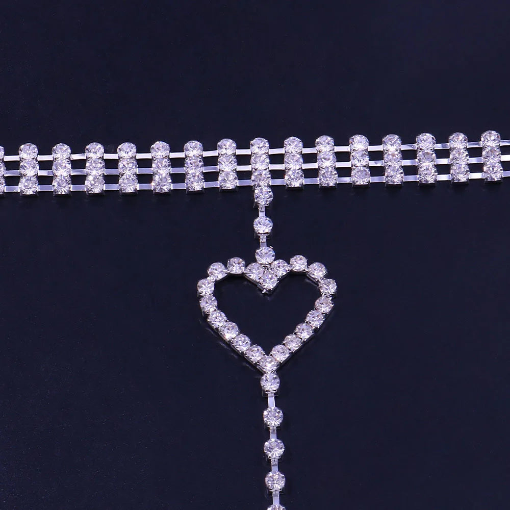 Luxury Rhinestone Heart Body Chain Body jewelry Lunarity Garage   