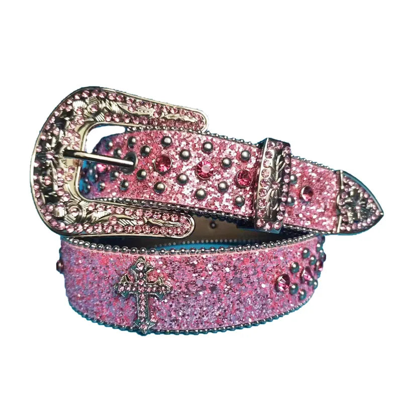 Shine Rhinestone Punk Cowboy Belt - Unisex Y2K Crystal Belt for Jeans & Pants Belt LUNARITY GARAGE